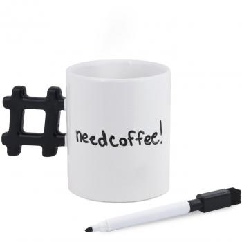 Kikkerland cu155 Taza cerámica Blanco/Negro 14,5 x 8,9 x 11,2 cm