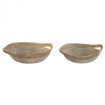 Centro de Mesa Home ESPRIT Blanco Marrón Claro Natural Urbano 51 x 45 x 13 cm (2 Unidades)