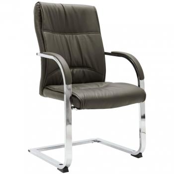 Silla de Oficina Voladiza de Cuero Sintético Gris