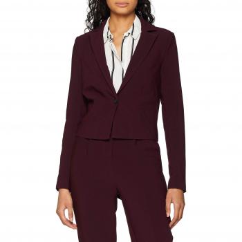 Vila Clothes Vicharlotte Short Blazer, Chaqueta de Traje para Mujer, Rojo Winetasting, 38
