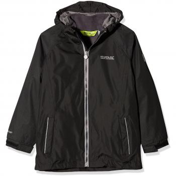 Regatta Luca IV 3 in 1 Waterproof Hooded with Zip-out Fleece Chaqueta, Infantil, Negro, 9-10