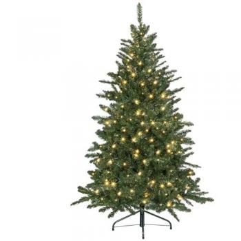 HOMCOM Árbol de Navidad Artificial 150 cm con 220 Luces LED, 588 Ramas y Soporte de Metal para Salón Interior Verde