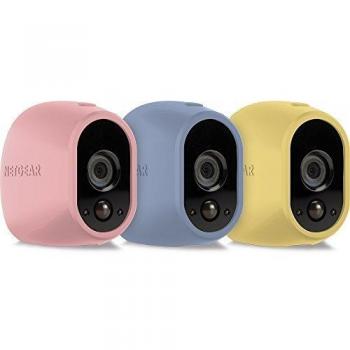 Arlo VMA1200C-10000S - Kit de 3 Fundas de Silicona para cámaras de Seguridad y vigilancia Arlo, Colores Rosa, Amarillo y Azul