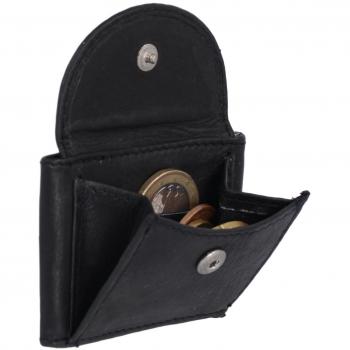 LEAS Cartera muy pequeña para señores Monedero para señoras, Piel auténtica, negro Mini-Edition''