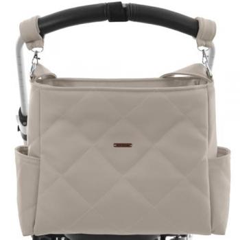 Bolso Maternal Uzturre Cocco de Polipiel Piedra para Carrito de Bebé, Hecho a Mano en España, Organizador de Gran Capacidad para Pañales y Otras Cosas de Bebé