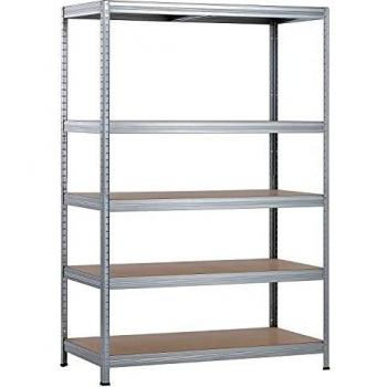7H SEVEN HOUSE Estantería Modular de Acero Galvanizado con 5 Baldas Ajustables | 7house | Estantería Galvanizada de Almacenaje para Uso Doméstico y Profesional | 180x120x60cm 1250Kg