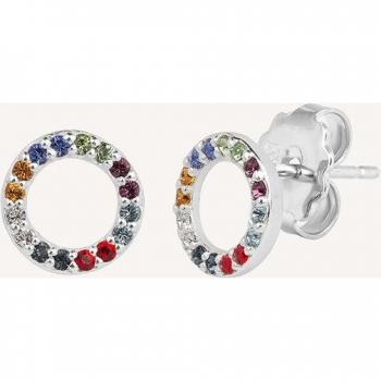 Pendientes Essentials de plata con círculo multicolor