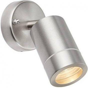 Foco de exterior Spot Palin de acero inoxidable cepillado, cristal, 1 bombilla, 13cm, IP44, GU10