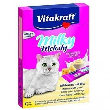 Vitakraft Snacks Semi-Húmedos Milky Moments De Queso - 7 Barritas, Snack De Queso Milky Melody - 70gr, 11 Unidades, Snacks para gatos Milky Melody Queso