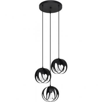 Lámpara colgante Tulos Cluster Acero Negro 3 bombillas 117cm
