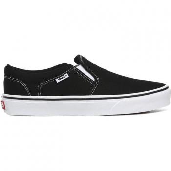 Vans Asher Canvas Trainers - Black/White - Male - Size: 9.5 UK