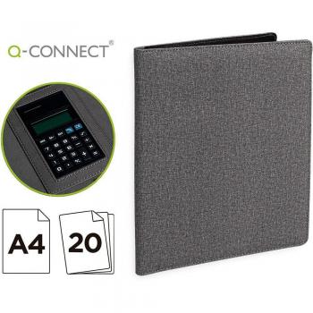 Carpeta Portafolios Q-Connect A4 con Calculadora Bloc 20 Hojas y Departamentos Interiores Color Gris 250X315