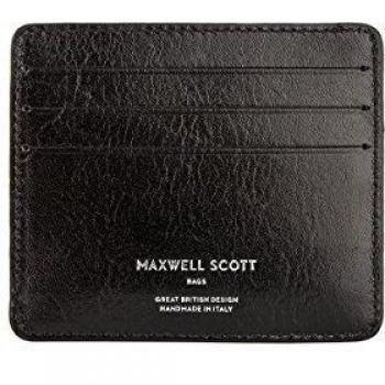Maxwell Scott® Tarjetero Fino con compartimento interno en Piel Italiana, Negro