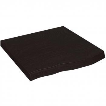 Estante de pared de madera de roble macizo tratado en color marrón oscuro, dimensiones 60x60x(2-6) cm