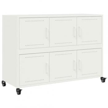 Aparador de Acero Blanco 100,5x39x72 cm, Armario de Almacenamiento para Sala de Estar