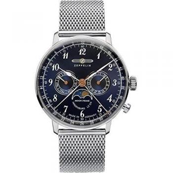 Zeppelin LZ 129 Hindenburg Moon Phase Blue Dial Quartz Men's Watch 7036M-3