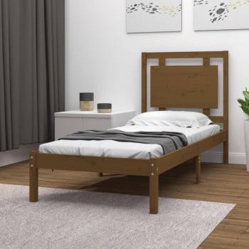 Cama de Madera Maciza Redonda 100x200 cm en color marrón miel
