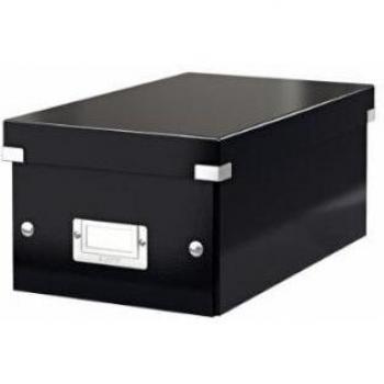 LEITZ Caja de archivo Click & Store WOW para DVD, color negro, capacidad para 10 discos, diseño apilable, fabricada en cartón resistente y reciclable
