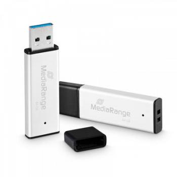 Unidad Flash USB 128 GB MediaRange MR1902, USB tipo A 3.0, color Negro y Plata, alto rendimiento