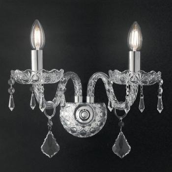 Aplique Incanto Twin de 2 luces en Cromo con cristal, dimensiones 40x34x18cm
