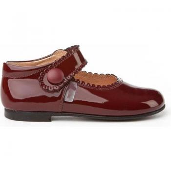 Zapatos tipo Merceditas para Niña Angelitos Modelo 1502 en Piel Burdeos