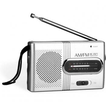 Radio de Bolsillo Analógica AM/FM con Salida de Auriculares Jack 3.5mm y Altavoz Integrado BC-R21 Portátil