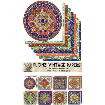 Paper Pack (24sh 6x6) Persian Arabesque FLONZ Vintage Paper for Scrapbooking and Craft