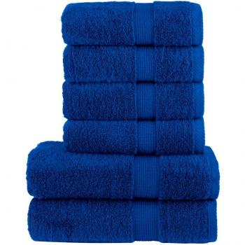 Set de toallas SOLUND 8 piezas 100% algodón azul 600 GSM