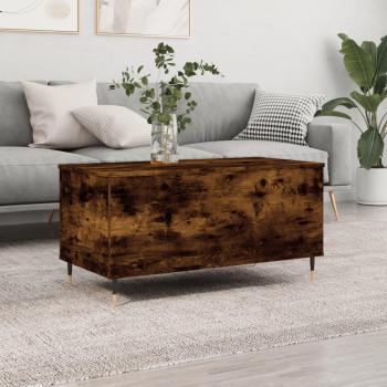 Mesa de centro vidaXL madera contrachapada 90x44,5x45 cm en blanco y negro brillante, mesita de salón o comedor, auxiliar mesa de café, roble ahumado