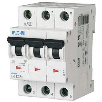 Interruptor Automático Eaton 3 Polos B 6A, Curva Tipo B, Poder de Corte 10 kA, Montaje en Carril DIN FAZ-B6/3