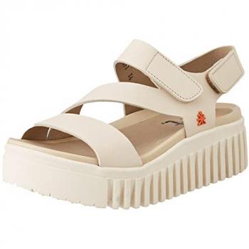 Sandalias de Plataforma de Piel para Mujer con Velcro Art Brighton Beige 41 EU - Casual, 3 a 5 cm