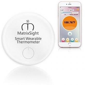 Matrixsight Smart de cuerpo de temperatura Tracker de 24 horas de Wearable Bluetooth de bebé de termómetro Monitor de temperatura del bebé mediciones precisas. Fever Alarma para smartphone Android compatible FDA genehmigt