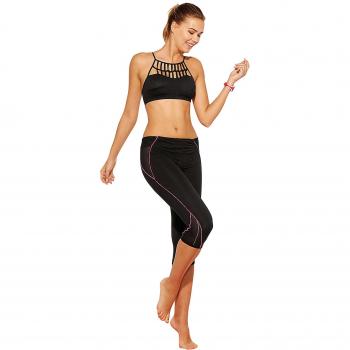 Legging corsario Vivos a Contraste en el Delantero y costados con piez - 007624,Negro/Fucsia,XL