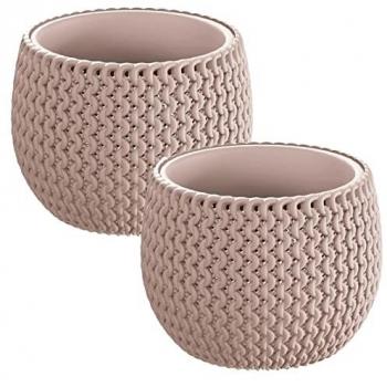 Pack 2 Macetas Redondas con Depósito de Plástico Color Mocca 18x18x13 cm - Splofy Bowl