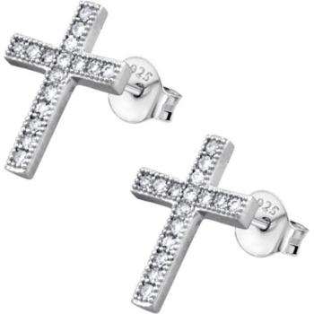 Pendientes Time Road JS00004 de Plata con Motivo de Cruz para Mujer