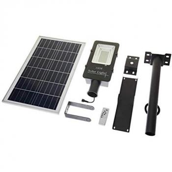 Foco Solar Triple con Placa Separada - 25W, 192 Puntos LED, Autonomía 6-12 Horas, Farola solar 100W 1950 Lúmenes panel orientable 6000K exterior
