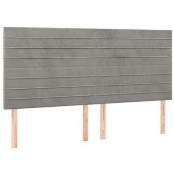 Cabecero con luces LED terciopelo gris claro 160x5x118/128 cm