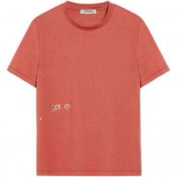 Max Mara Women's Orange Lettering Print T-Shirt - Size M