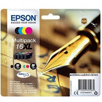 Epson 16XL DURABrite Ultra Ink - Multipack de Cartuchos de Tinta, Colores Variados (Negro, Amarillo, Magenta, Cian)
