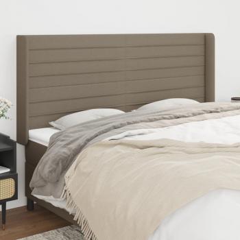Cabecero con orejas de tela gris taupe 203x16x111/128 cm Tortorora