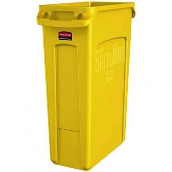 Contenedor de basura Rubbermaid Slim Jim® de pedal frontal de resina 90L blanco