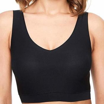 Chantelle Women's Softstretch V-Neck Jersey Crop Top and Wireless Padded Bra - Black Polyamide - Size Medium/Large