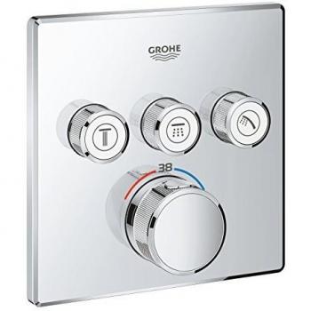 Grohe Grohtherm SmartControl - Termostato cuadrado para ducha o baño con instalación empotrada y tres válvulas, Cromo