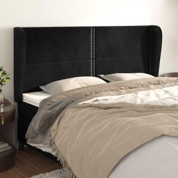 Cabecero Oreja Negra 183x23x111/128 cm en Terciopelo y Cabecero con orejas de terciopelo gris claro 183x23x118/128 cm Vidaxl Negro