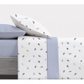 Juego de Sábanas Extrasuave 144 Hilos - 4 Piezas Fio Azul para Cama 200 cm - Ideal Primavera y Verano - Incluye Bajera, Sábana Encimera y Fundas de Alm