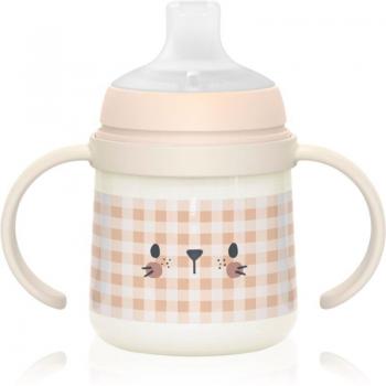 Suavinex Biberón con Asas que Brilla en la Oscuridad, 150 ml, Boquilla Antiderrame de Silicona, Válvula Anti-Cólico, Ideal para Bebés +6 Meses, Color Rosa