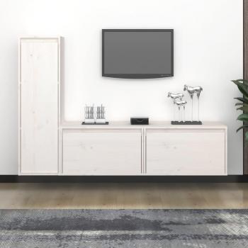 Mueble para TV de 3 piezas en madera maciza de pino blanco