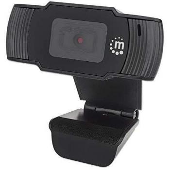 Webcam Full HD 2MP con Micrófono Integrado, Resolución 1920 x 1080, USB 2.0, Base Ajustable, 30 FPS, Color Negro