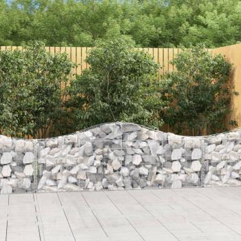 Arched Gabion Baskets Set of 3, 200x30x60/80 cm, Galvanised Iron