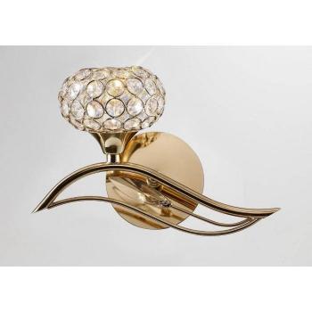 Aplique Leimo de pared con 1 interruptor de luz izquierda, acabado en oro y cristal